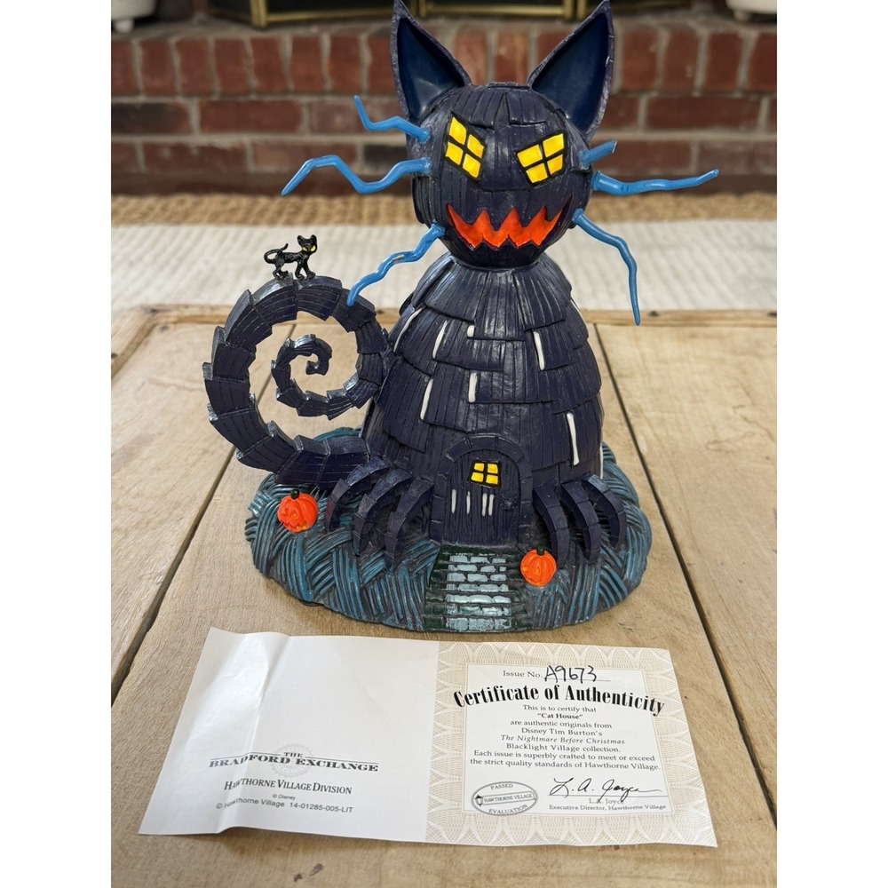 Hawthorne Village Disney Nightmare Before Christmas Blacklight Edition CAT HOUSE